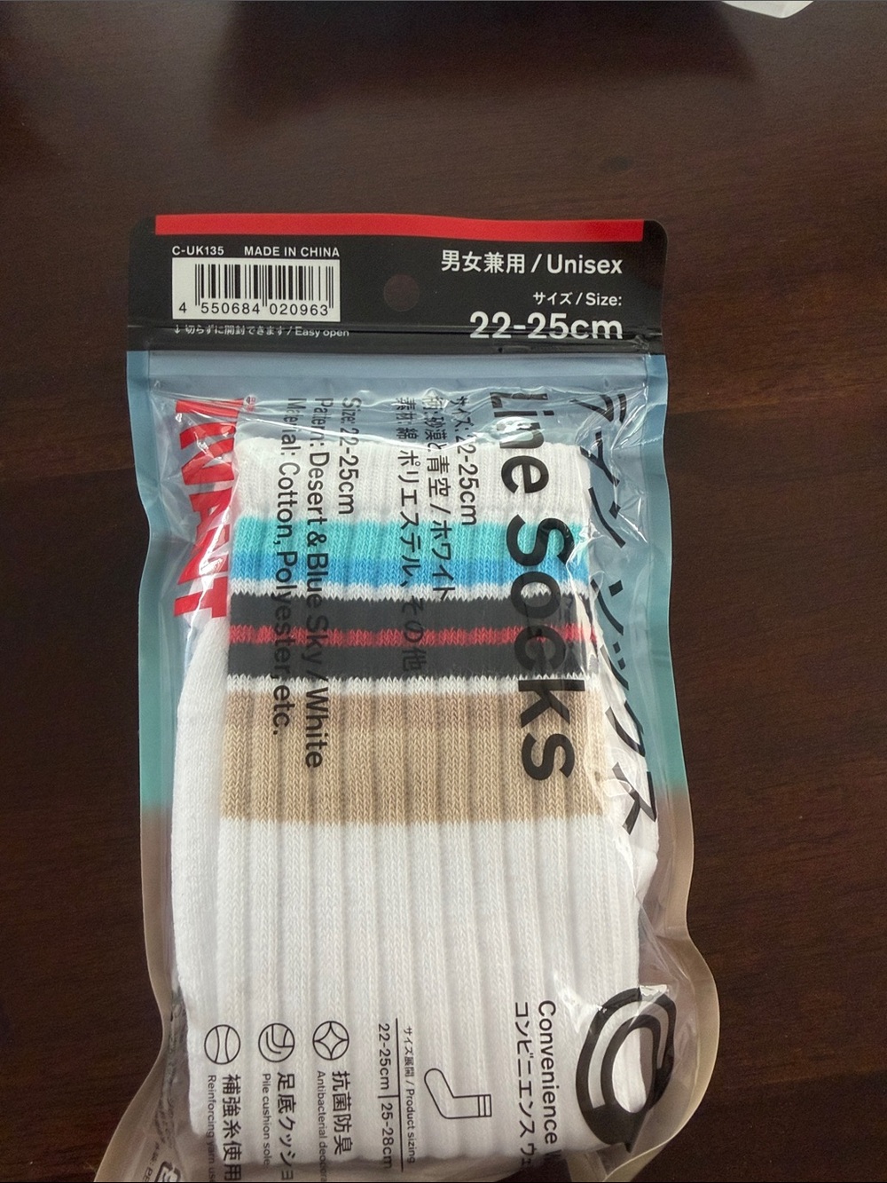 Family Mart White Striped Crew Socks - 22-25cm